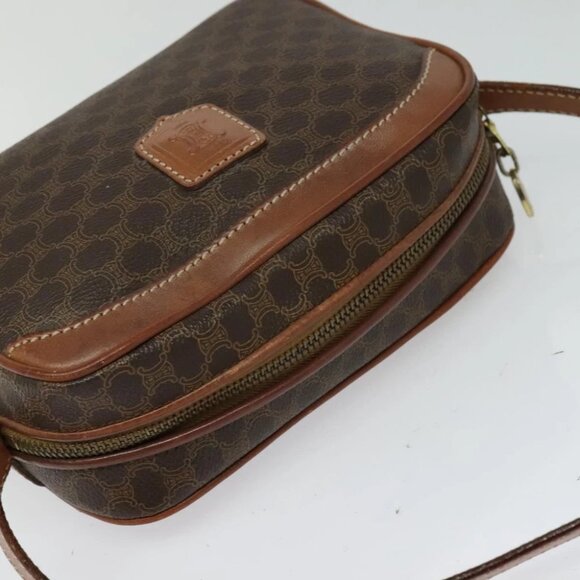 CELINE Macadam Canvas Shoulder Bag PVC Leather Brown Gold Auth ep8498 - Picture 9 of 15